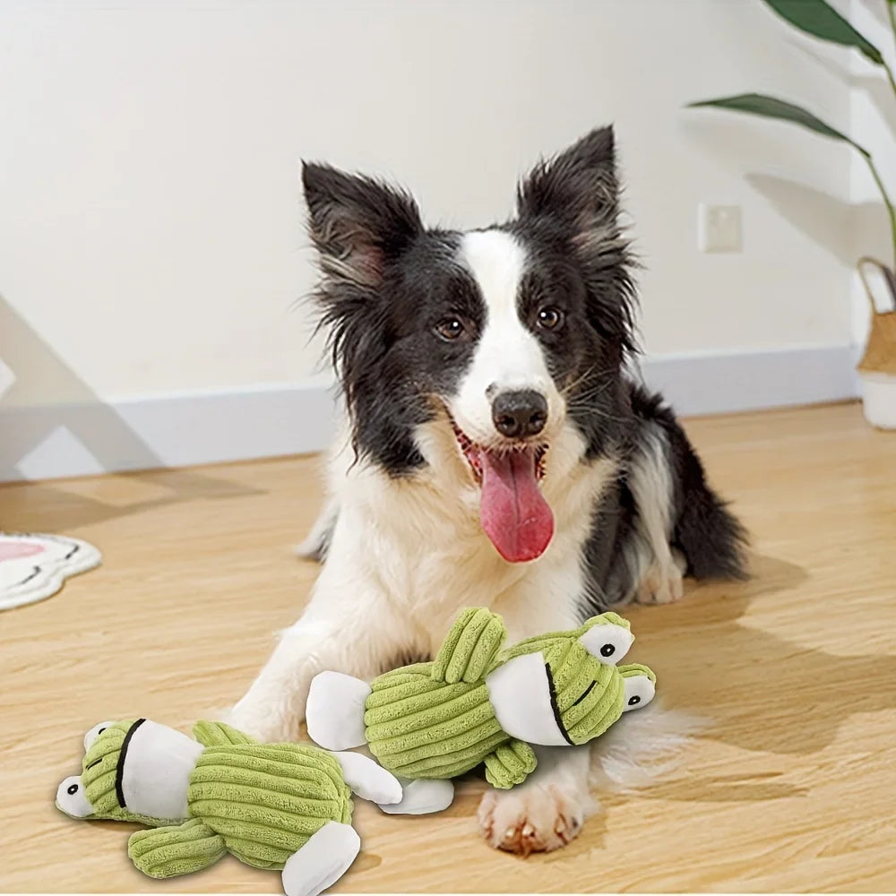 Frog Plush Dog Squeaky Toy – Chew Toy for Puppies & Small Dogs