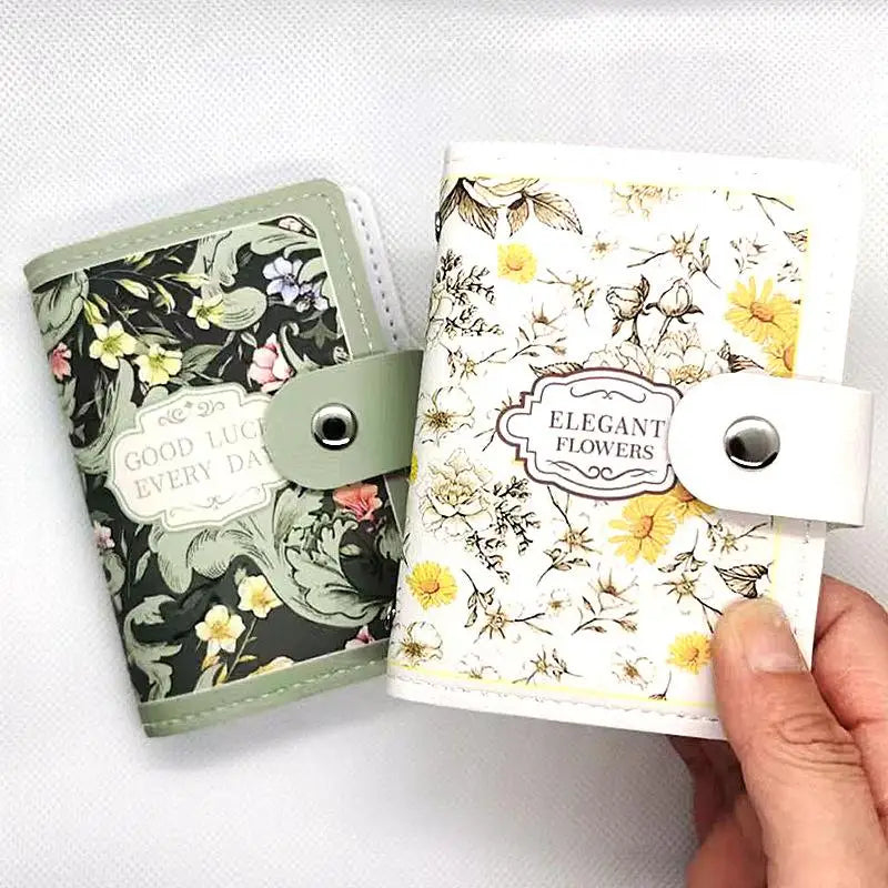 Retro Floral PU Leather Card Holder | Multi-Slot Snap Wallet