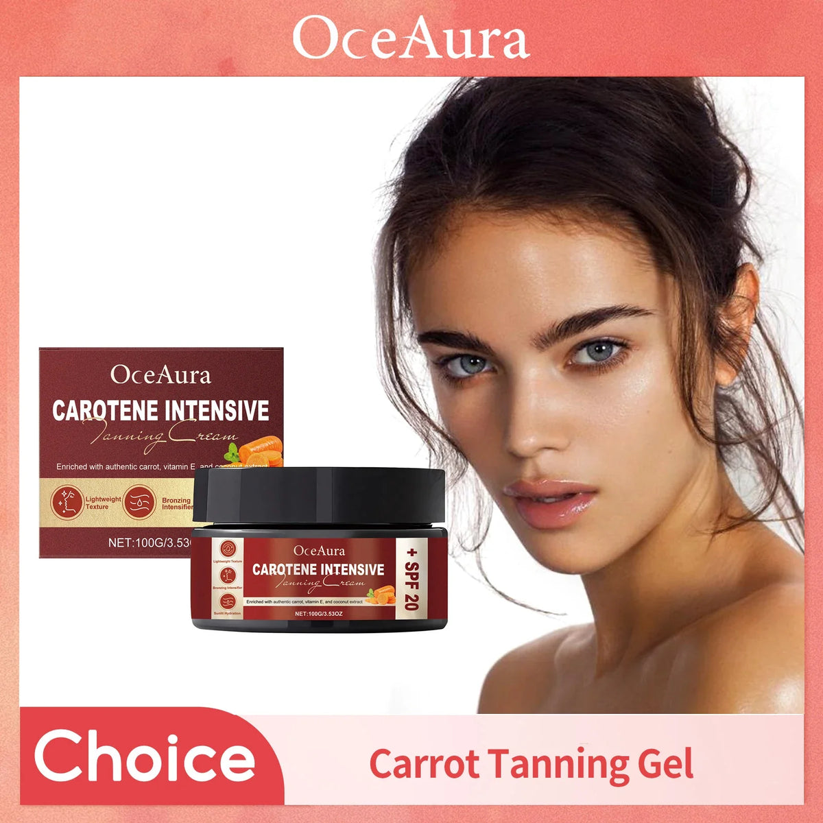 OceAura Carrot Tanning Gel – Tan Enhancer & Bronze Glow 100g