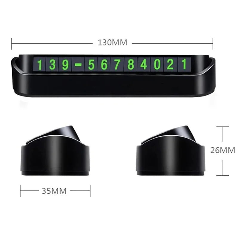 Temporary Parking Card Holder with Phone Number Display