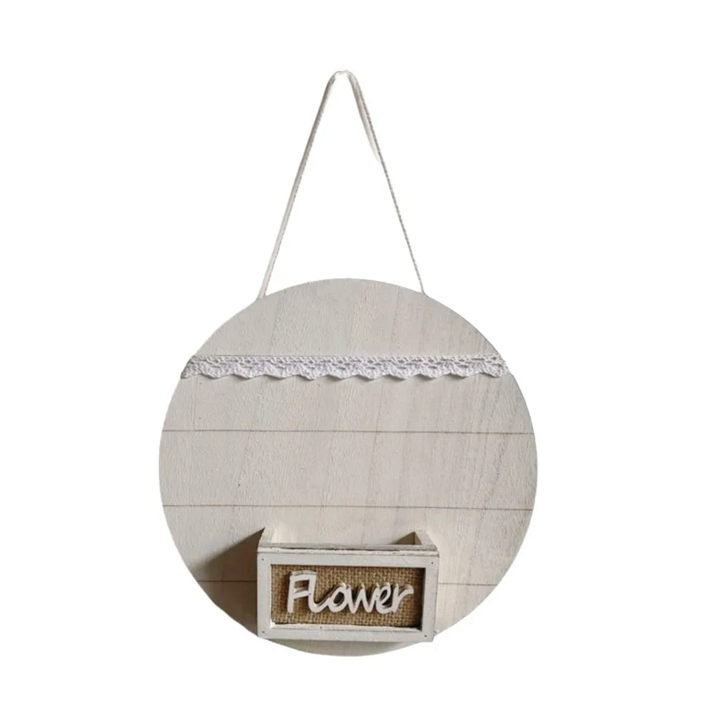 Wood Wall Decoration Flower Basket Round Mounted Hanging Planter