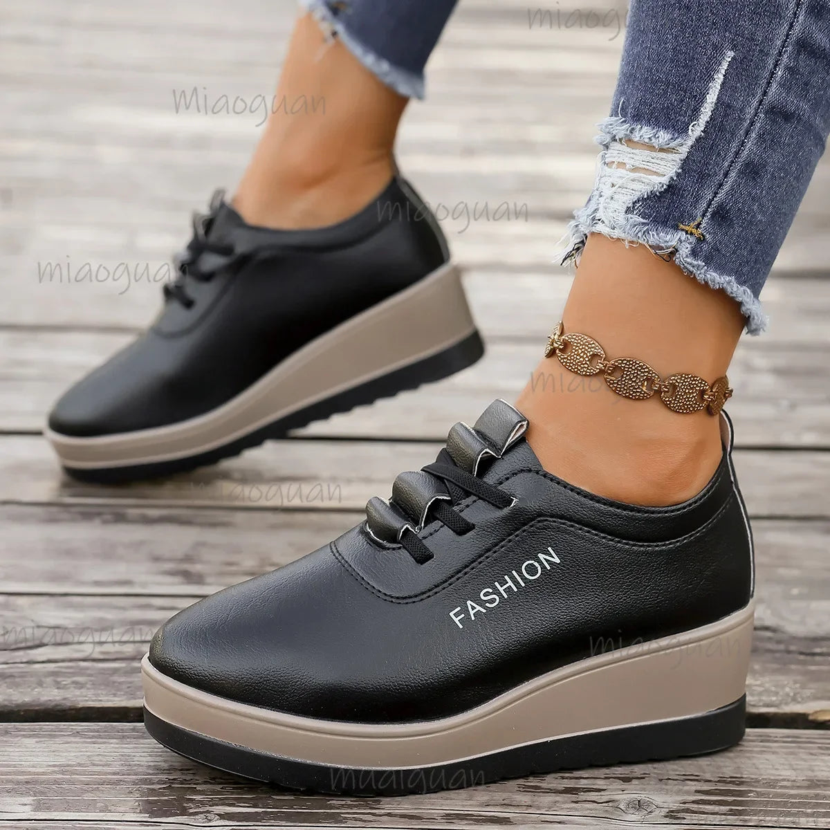 Women's Wedge Platform Sneakers – Height Increasing Lace-Up