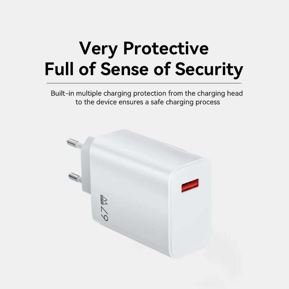 67W GaN USB Fast Charger – Quick Charge 3.0, EU/US/UK Plug