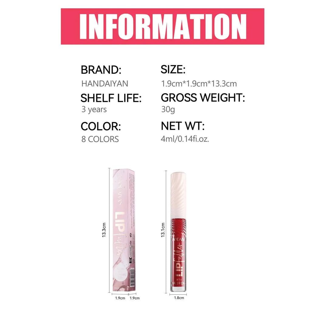 HANDAIYAN 8-Shade Mirror Lip Gloss | Hyaluronic Acid & Pearl