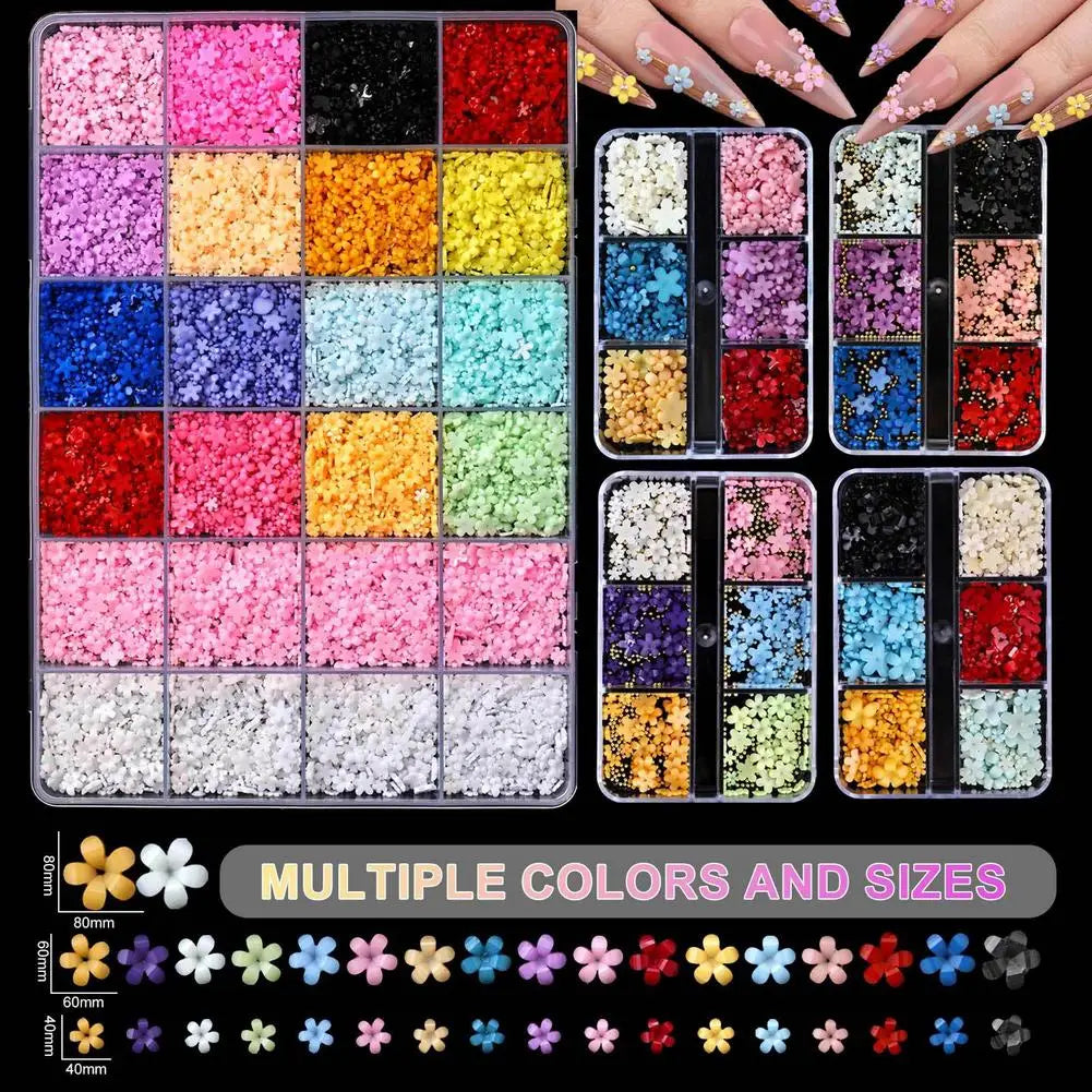 3D Acrylic Flower Nail Charms – Floral DIY Nail Art Decor Set