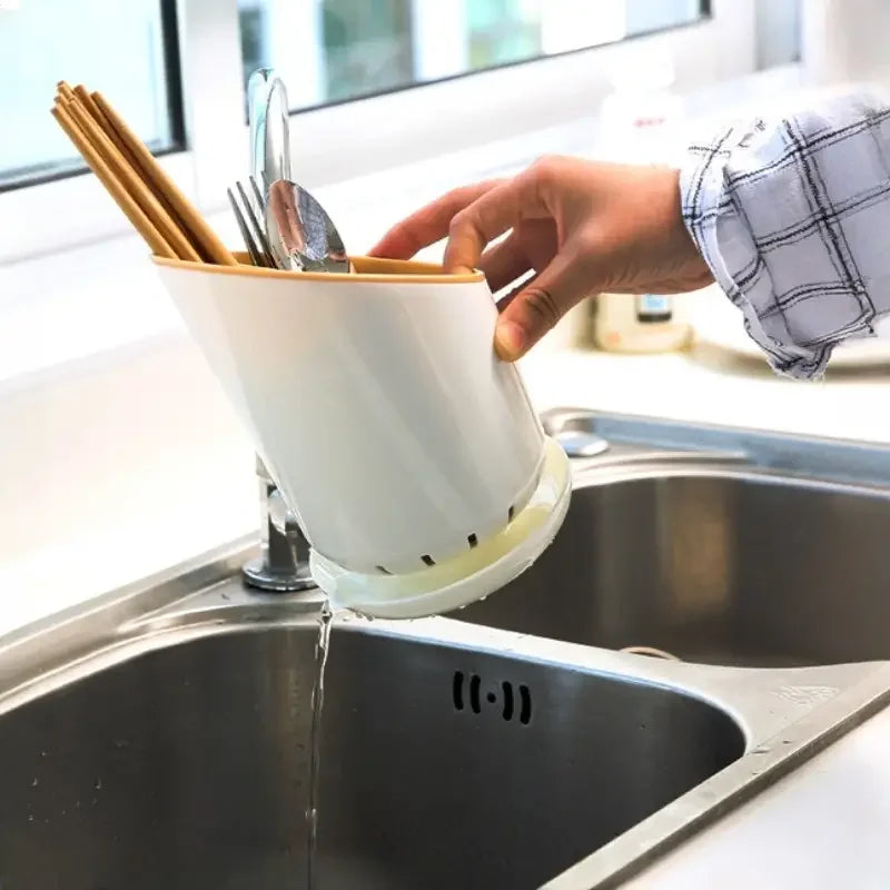 Kitchen Storage Chopsticks Tube Drain Plate Tableware Holder Home