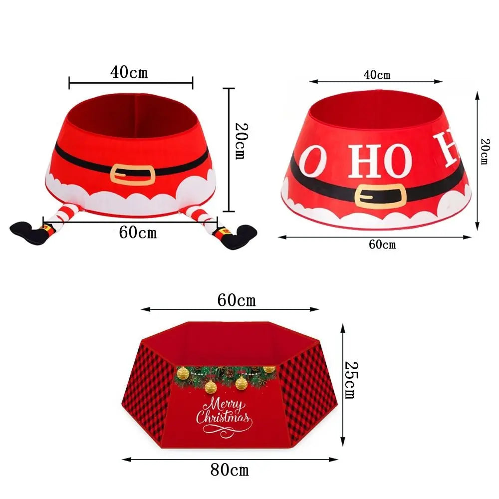 Christmas Tree Skirt – Snowman, Santa & Elk Holiday Floor Cover