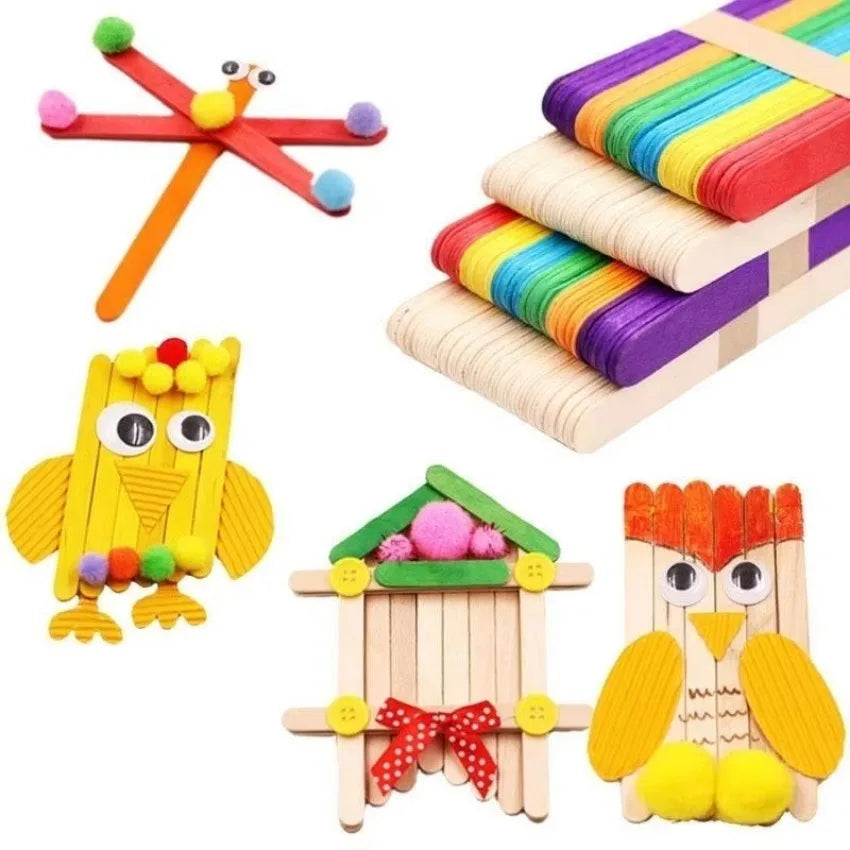 50 Pcs Wooden Craft Sticks – DIY Art, Kids Crafts & Decor