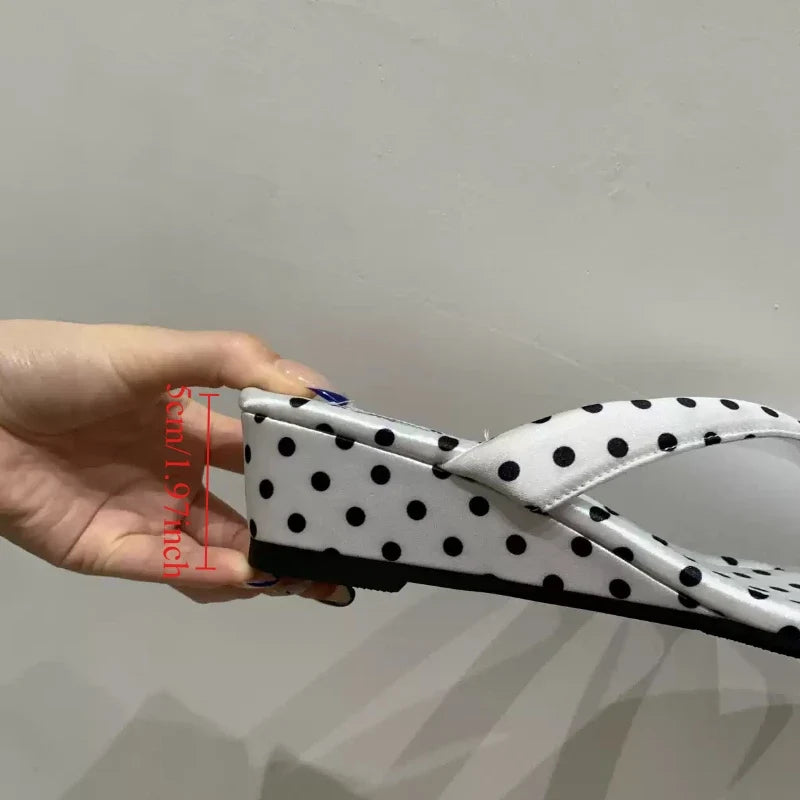 Women's Polka Dot Wedge Platform Slippers – Summer Slides