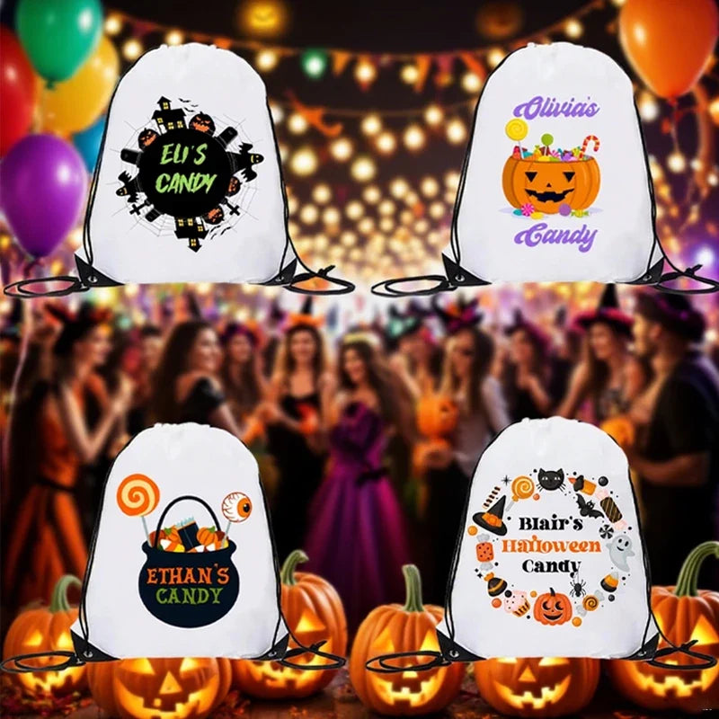 Personalized Halloween Drawstring Backpack | Custom Trick or Treat Bag
