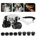 LED Headband Magnifier 10X–25X – Head Loupe with Light