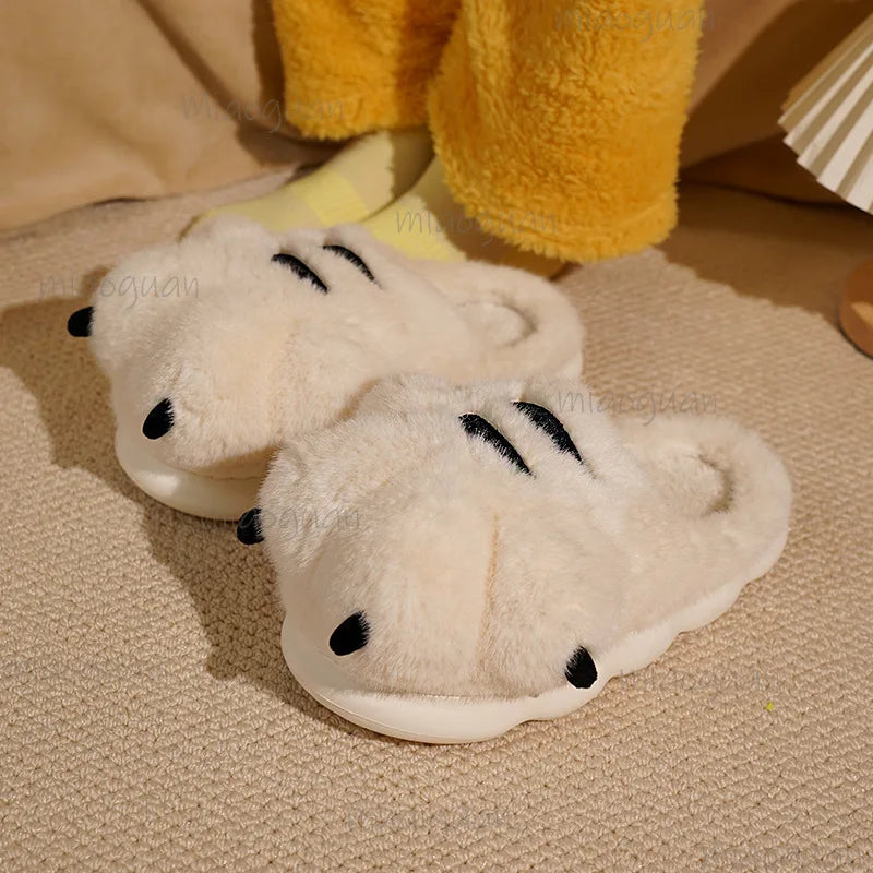 Cartoon Fluffy Plush Slippers – Soft Anti-Slip Indoor Shoes