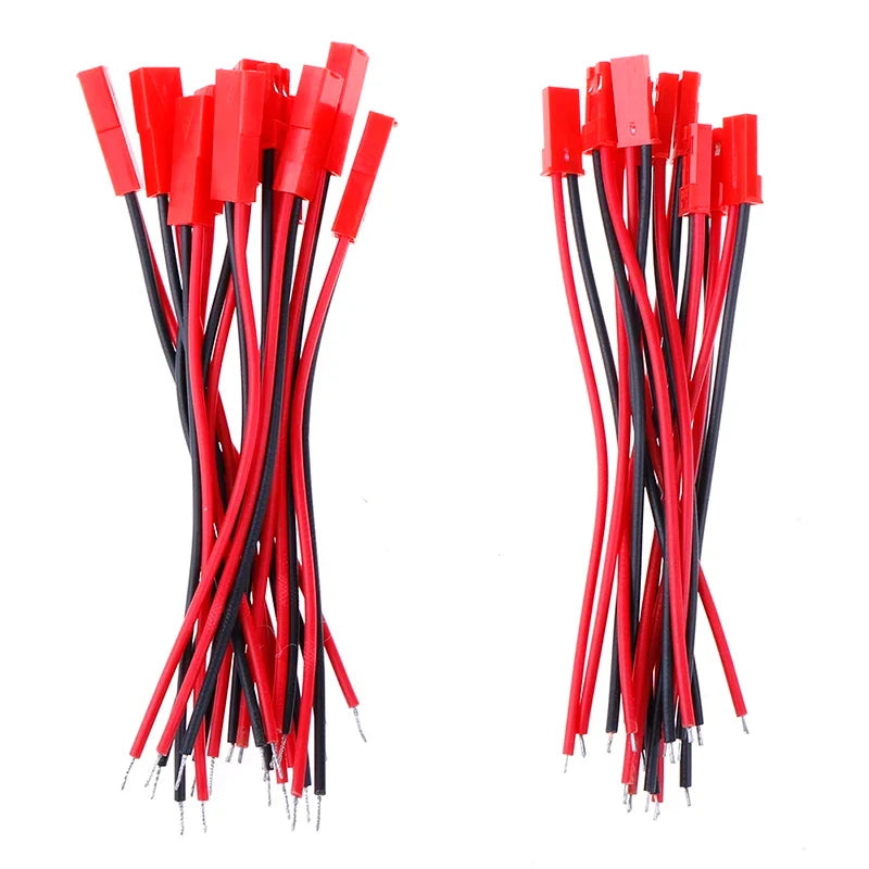 10 Pairs JST 2-Pin Male Female Connector 22 AWG Wire for RC