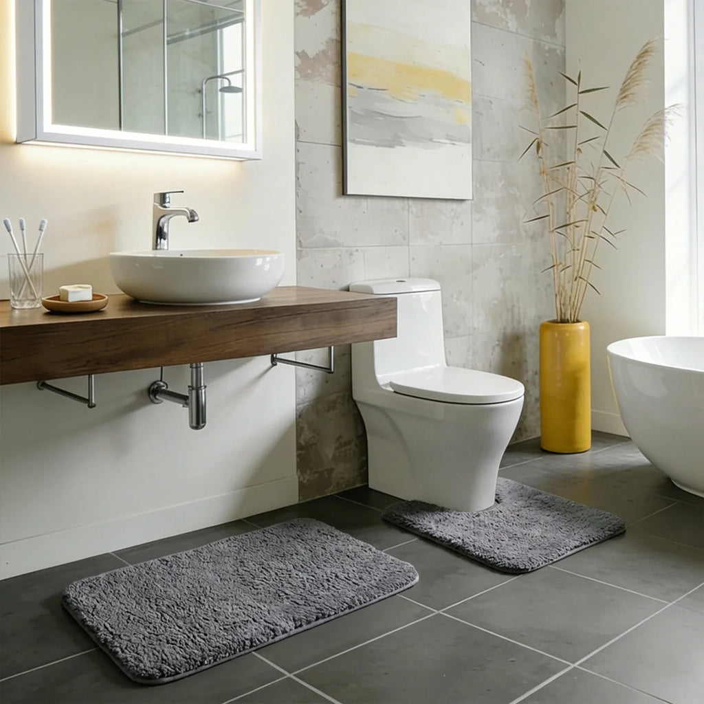 Toilet Bath Floor Mat Microfibre Mats Absorbent Extra Soft Non Slip