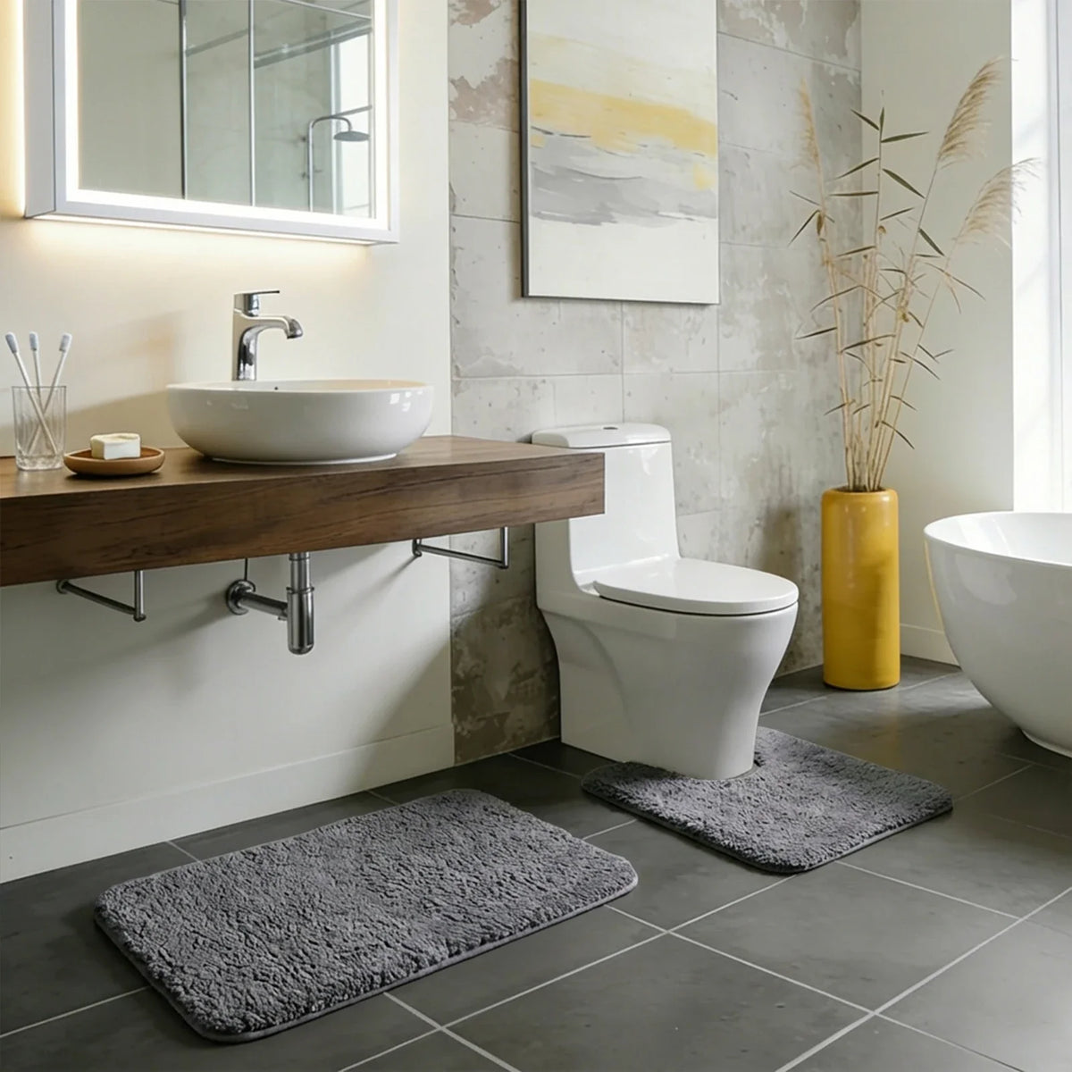Toilet Bath Floor Mat Microfibre Mats Absorbent Extra Soft Non Slip