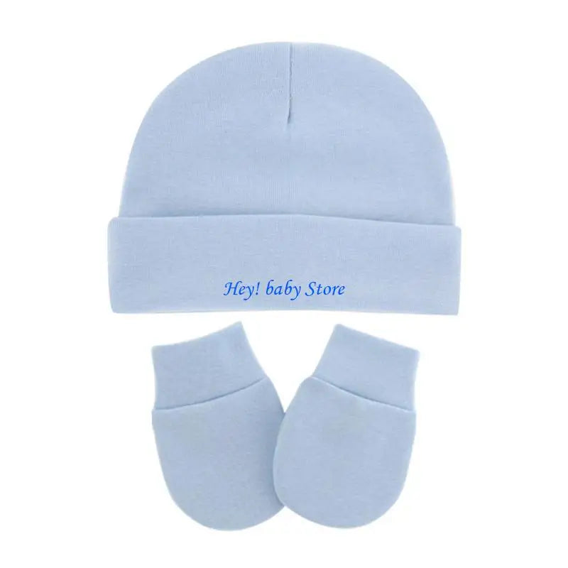 Baby Hat & No-Scratch Mittens Set | Soft Knit Turban Beanie