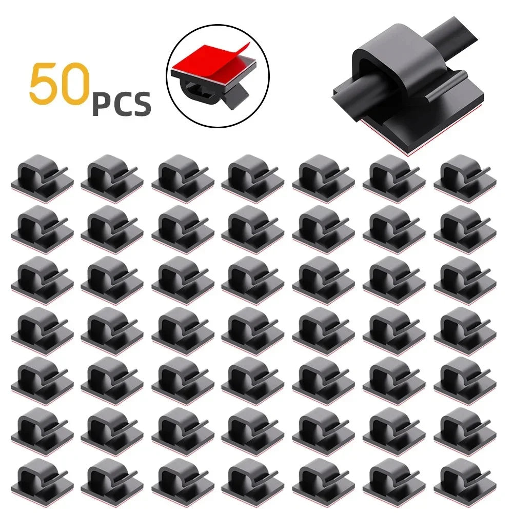 50PCS Adhesive Cable Clips | Wire Management Cord Organizer