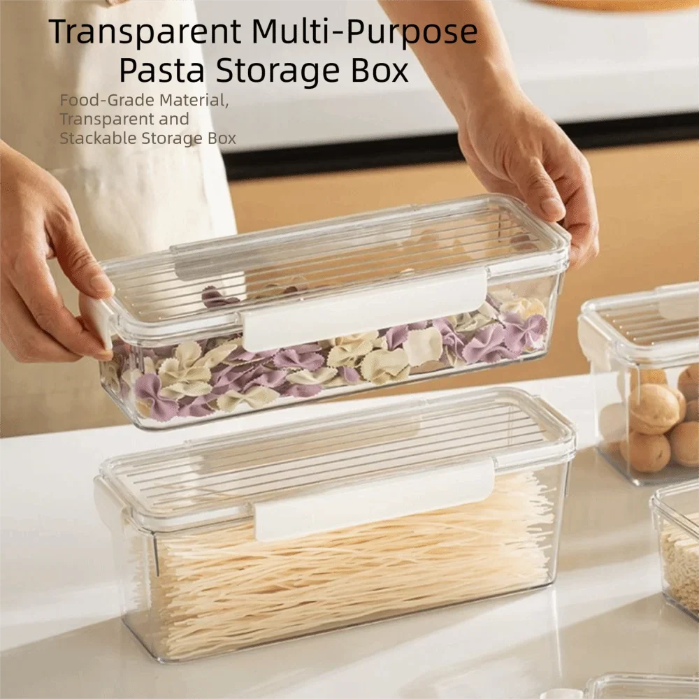 Airtight Pasta Storage Container – Stackable Clear Plastic Box