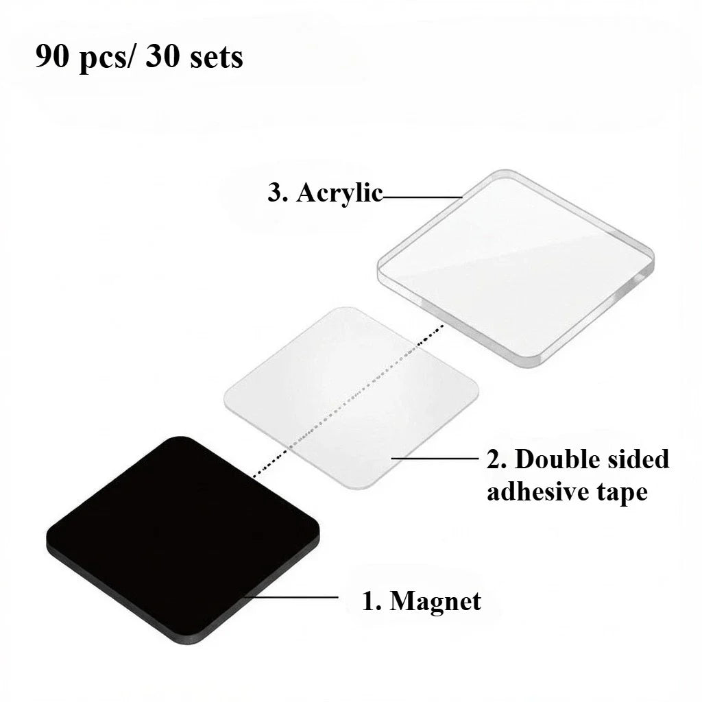 90pcs Transparent Magnetic Photo Frames | DIY Fridge Magnets