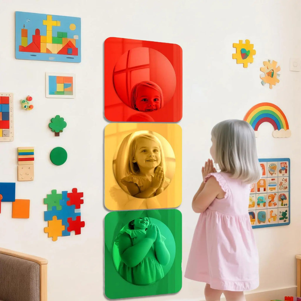 Kids Acrylic Bubble Sensory Mirror Set – 3-Piece Tactile Toy