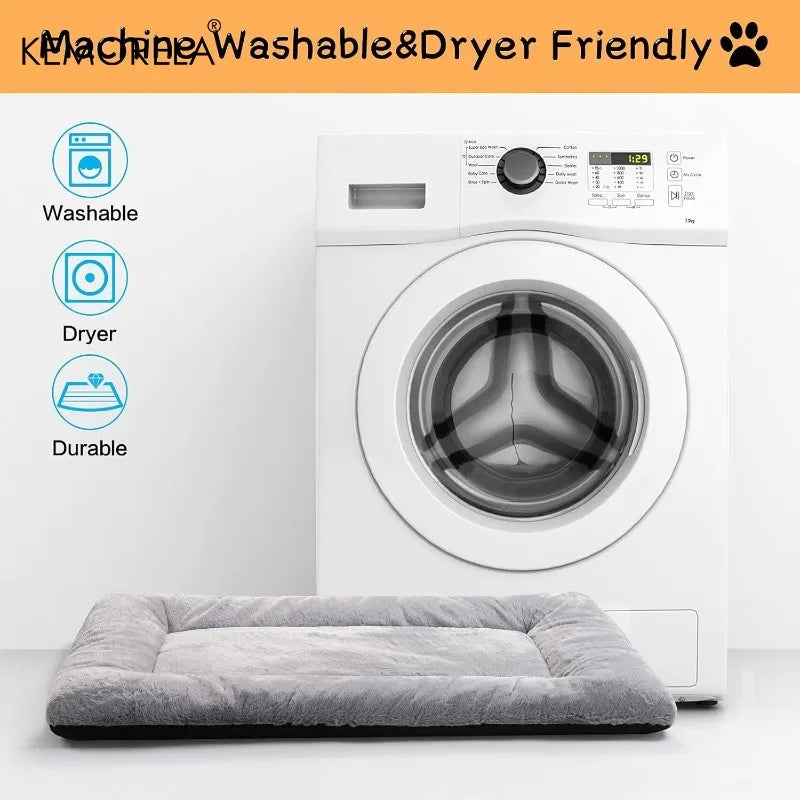 KEMORELA Soft Dog Crate Pad – Washable Anti-Slip Kennel Mat