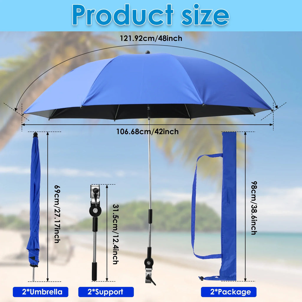360° Adjustable Clamp Shade Umbrella – Beach, Chair & Camping