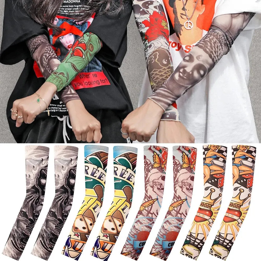 Tattood Sleeve Floral Arm Tattoo Seamless Outdoor Cycling Sun