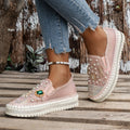 Women's Pearl Rhinestone Flat Loafers – Slip-On Summer Shoes