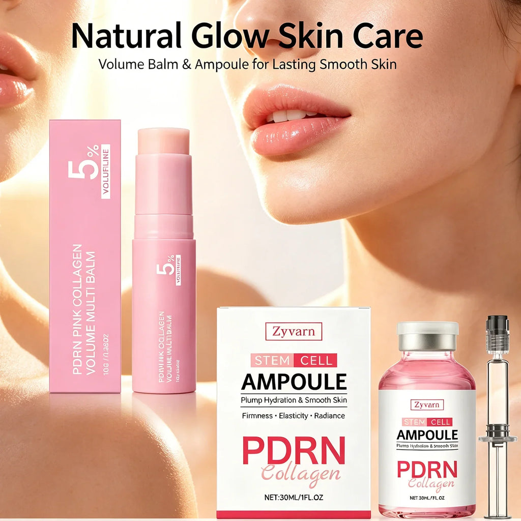 PDRN Collagen Ampoule & Plumping Balm Set – Hydrating Skincare