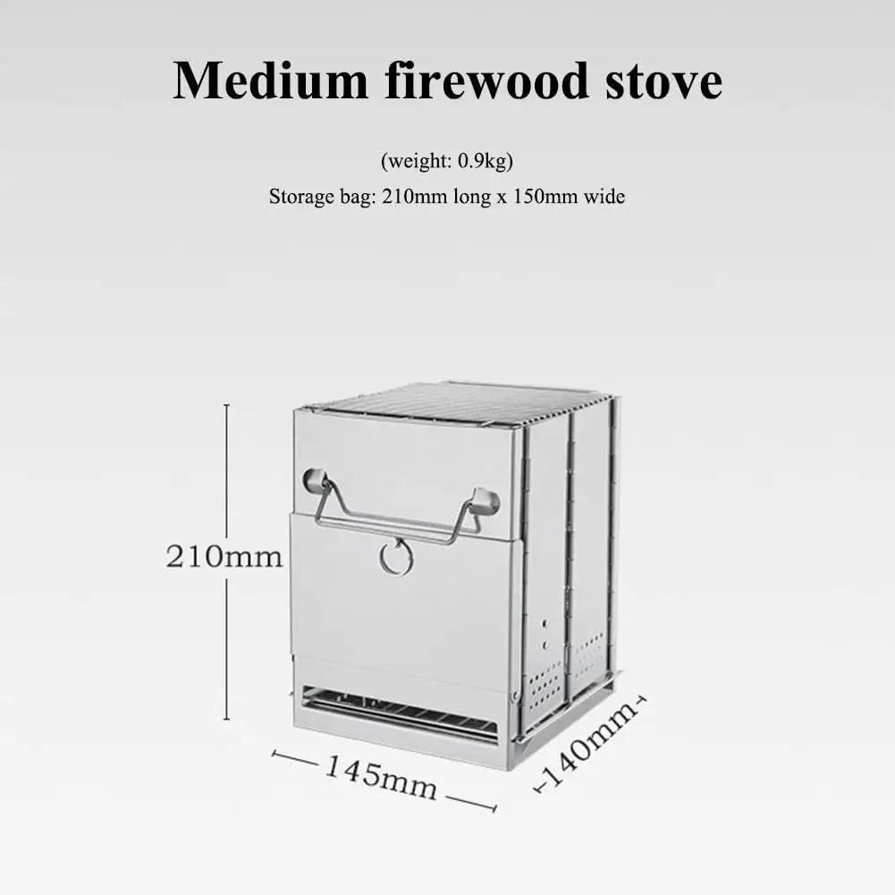 Portable Folding Wood Burning Camp Stove | Stainless Steel