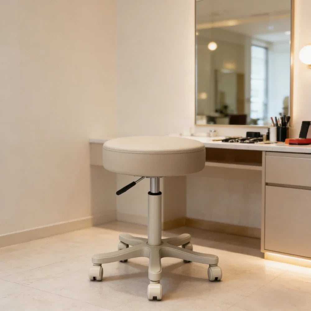 Lifting Rotating Salon Stool with Wheels | Barber & Manicure