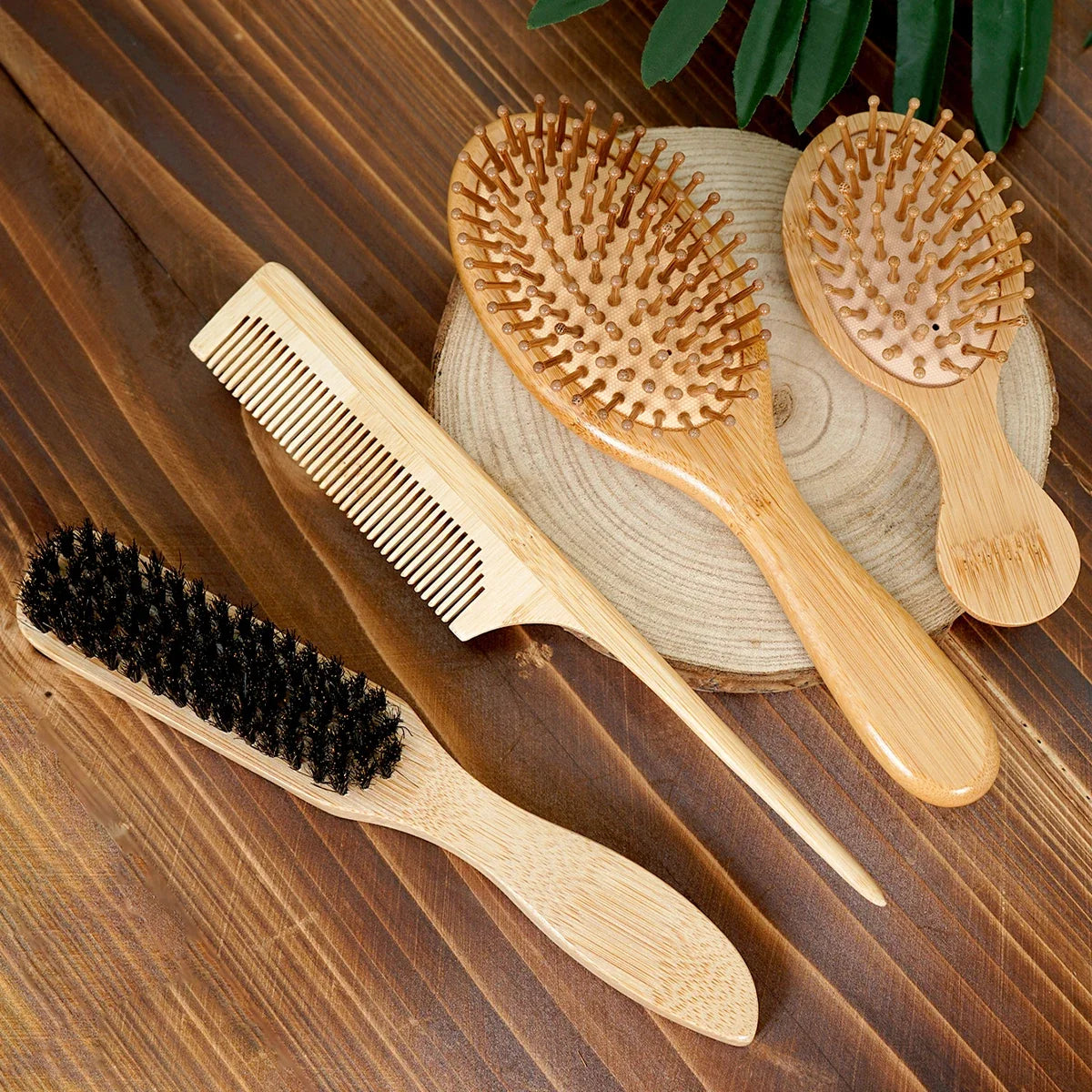 Professional Hair Brush & Wooden Comb – Boar Bristle & Bamboo