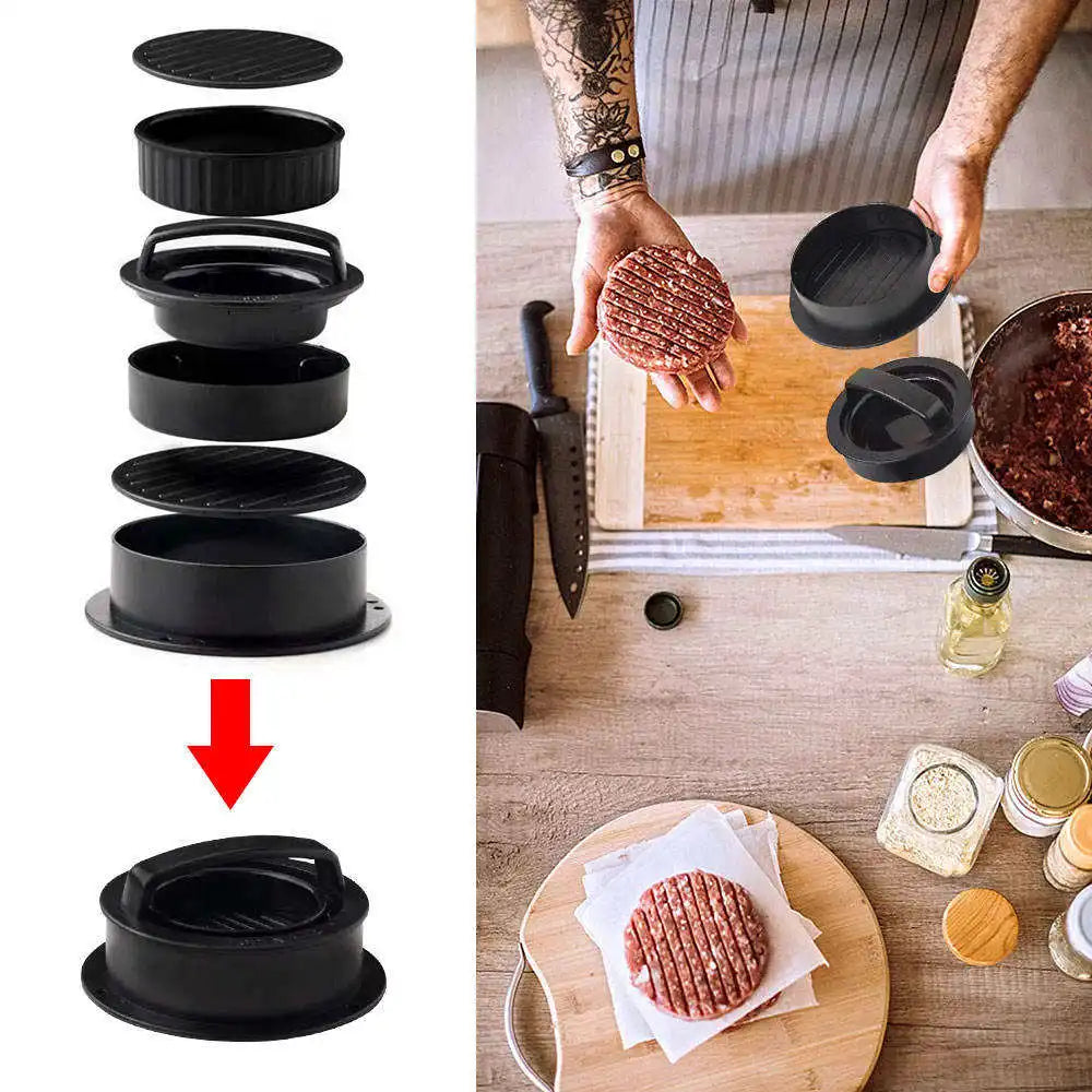 3-in-1 Burger Press & Stuffed Patty Maker – Non-Stick BBQ Mold
