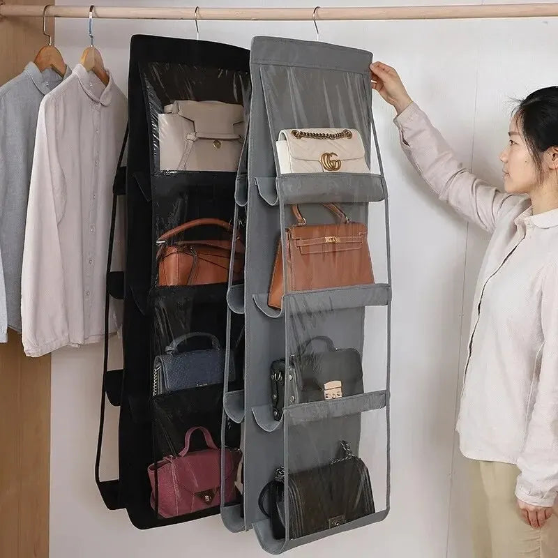 Hanging Closet Organizer – 8 Clear Pockets for Bags & Purses
