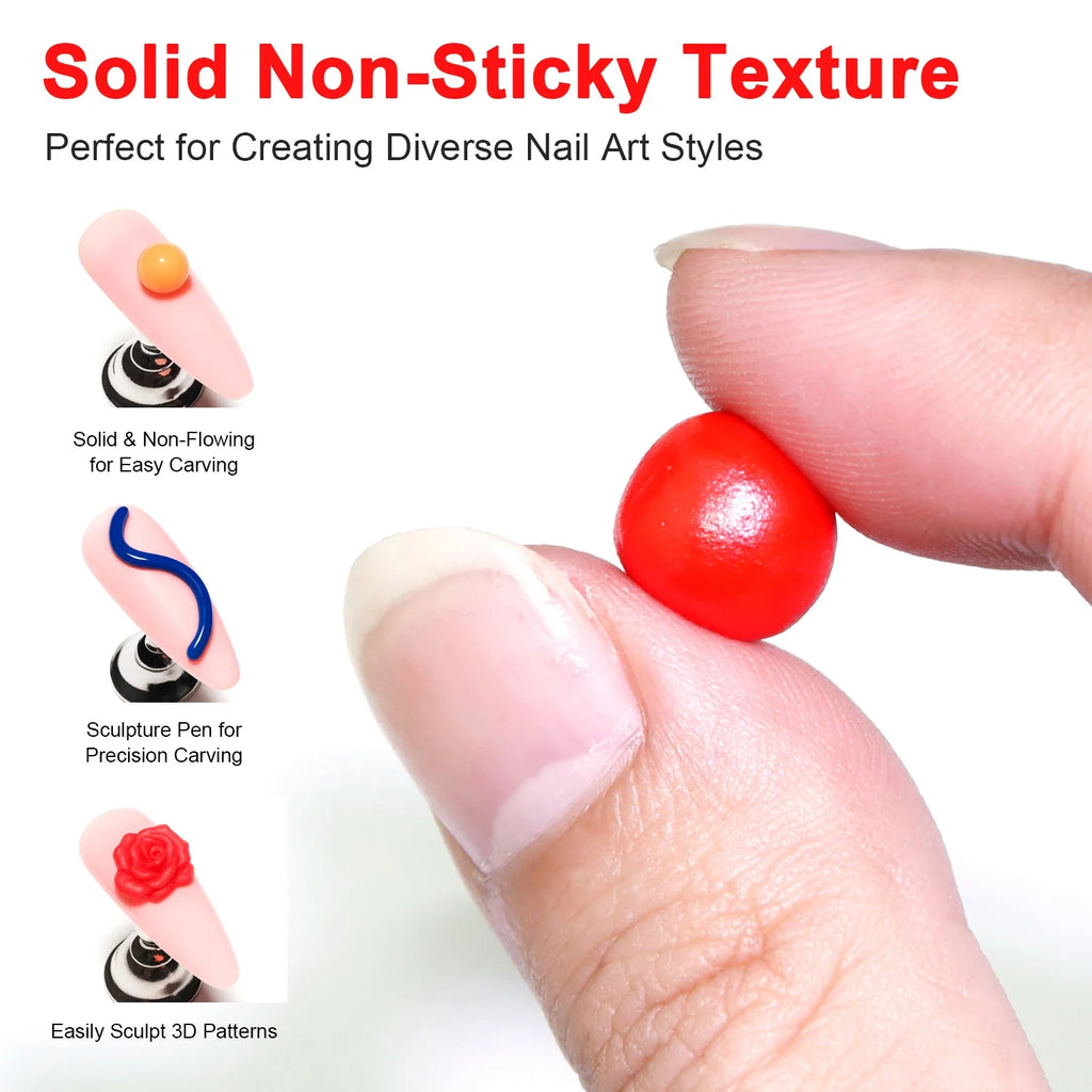 TWOING 12 Colors Non Sticky Soak Off Sculpture Gel Pen 3D 4D Nail Art