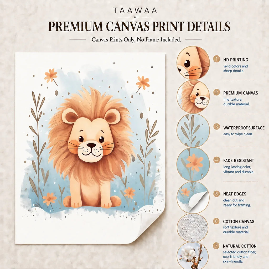 Nordic Lion Canvas Wall Art for Nursery & Kids Room | TAAWAA