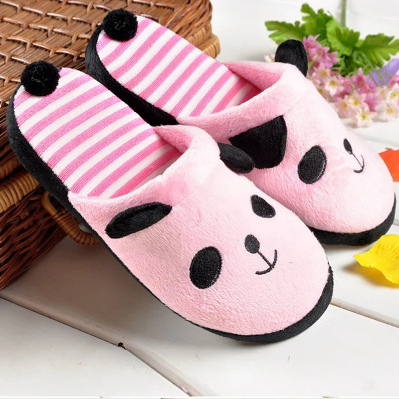 Women's Cartoon Panda Flat Slippers | Soft Slip-On Home Slides