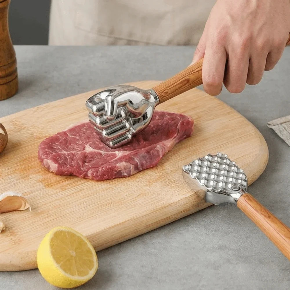 Double-Sided Meat Tenderizer Mallet | Zinc Alloy Wood Handle