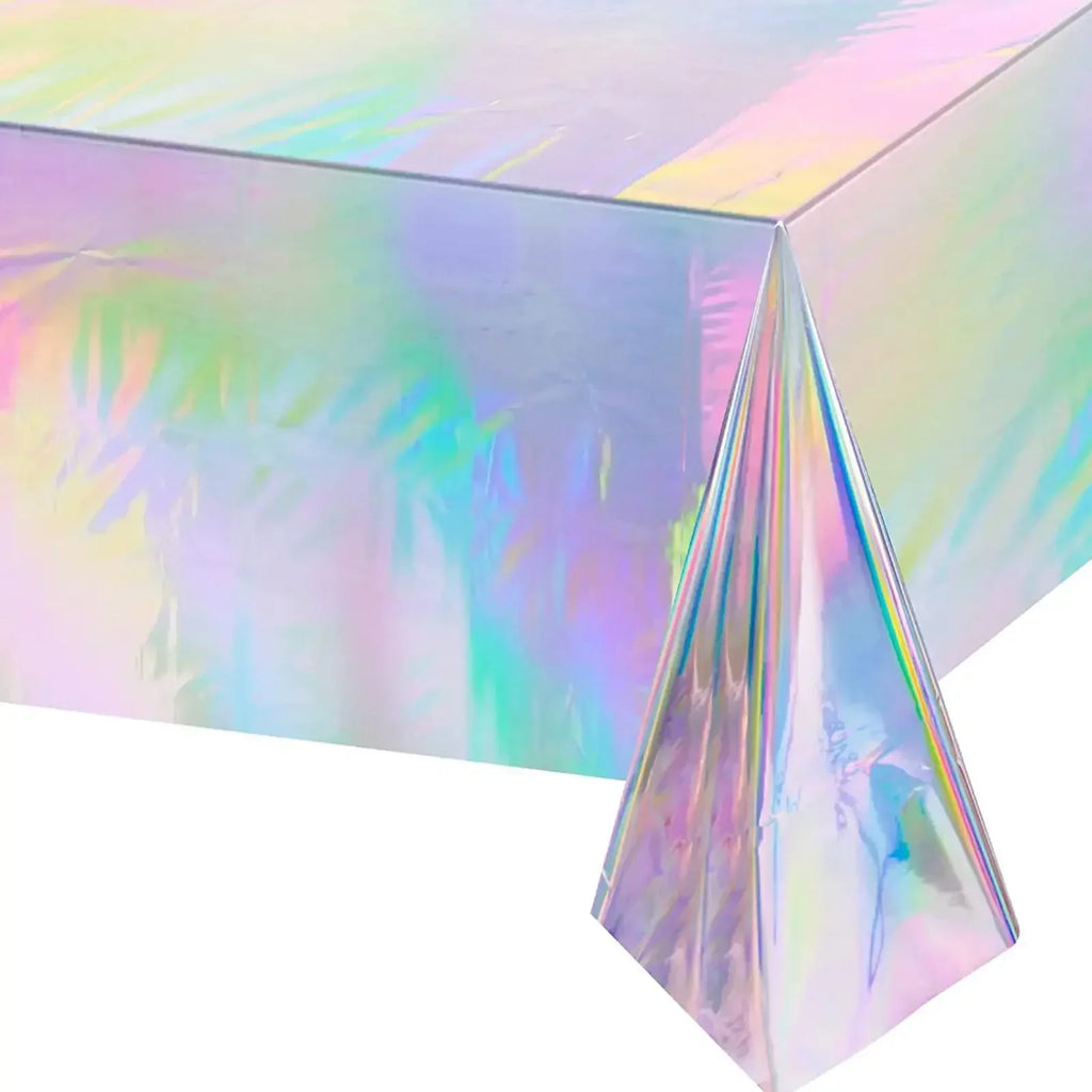 Iridescent Holographic Party Tablecloth 137x274cm | Waterproof