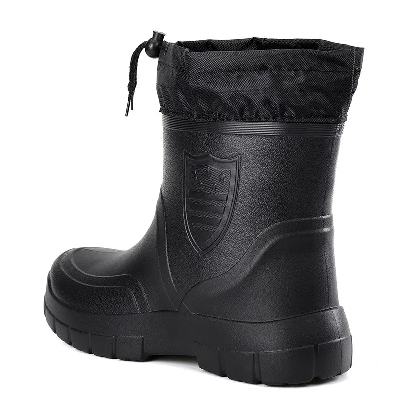 Men's Fleece-Lined Waterproof Rain Boots – Warm Anti-Slip EVA