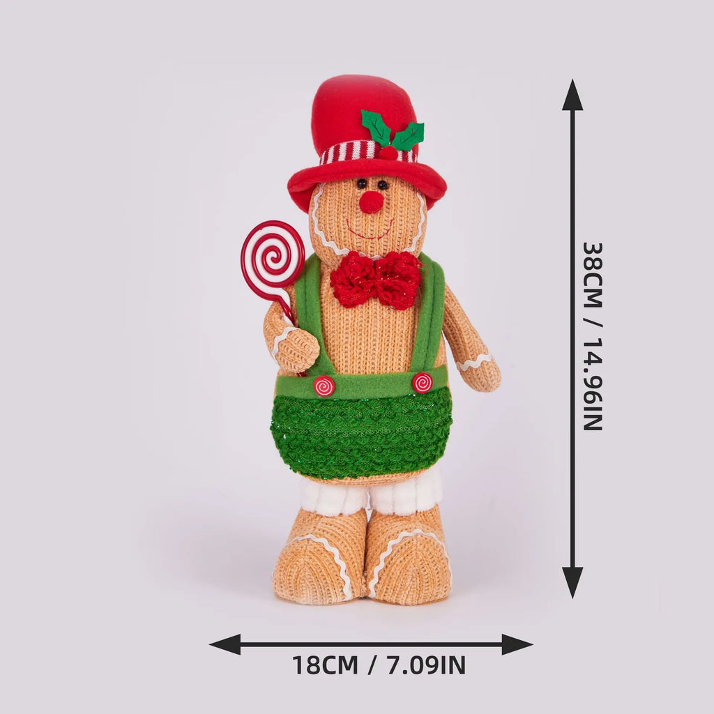 Christmas Gingerbread Man Standing Figure Couple Chef Hat Dwarf Doll