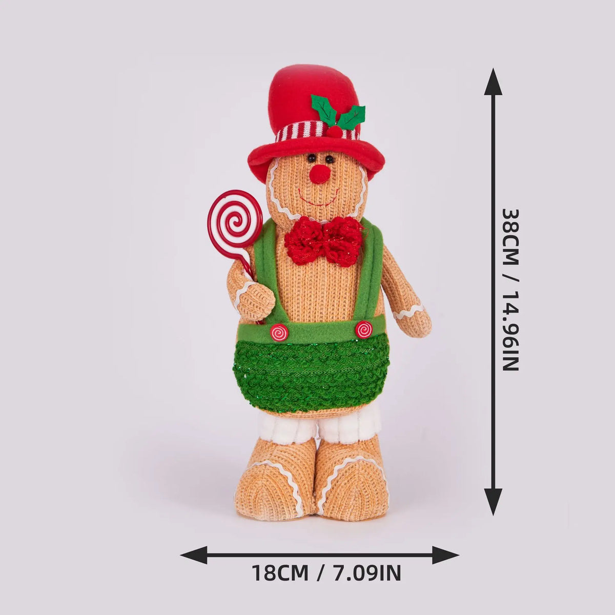 Christmas Gingerbread Man Standing Figure Couple Chef Hat Dwarf Doll