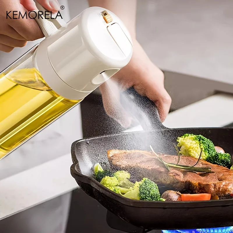 KEMORELA 550ml Glass Oil Sprayer Bottle – 2-in-1 Dispenser