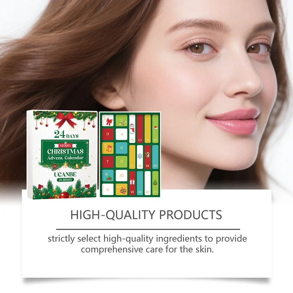 24-Day Christmas Beauty Advent Calendar – Skincare & Makeup Set
