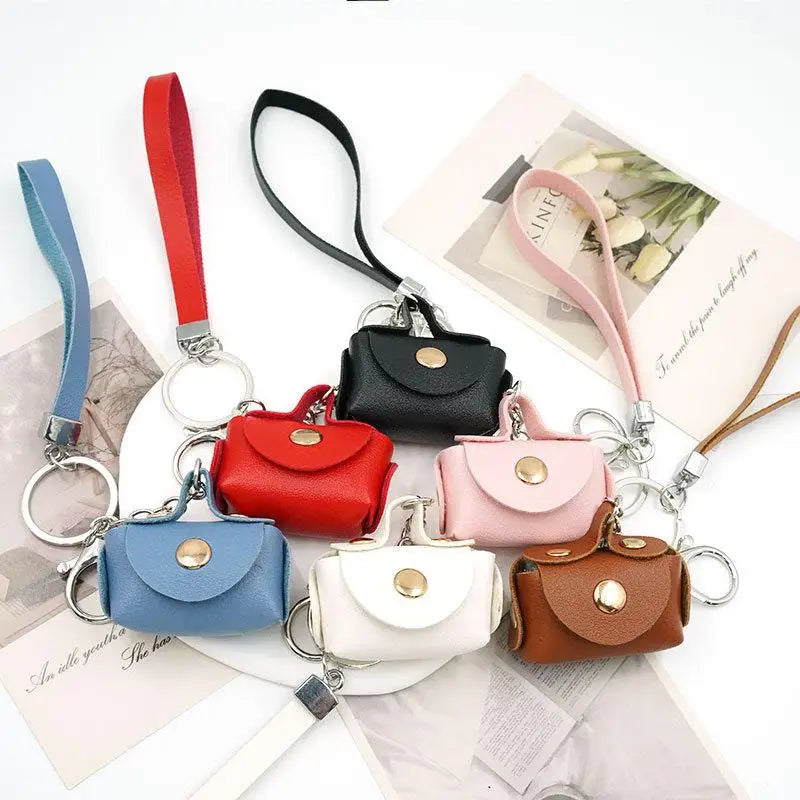 Kawaii Mini Bag Keychain | PU Leather Coin Purse Keyring Pendant