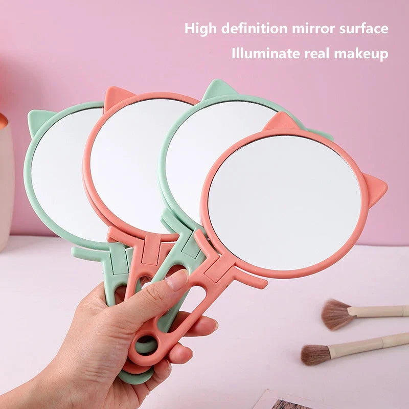 Cat Ears Foldable HD Makeup Mirror – Portable Handheld & Desktop