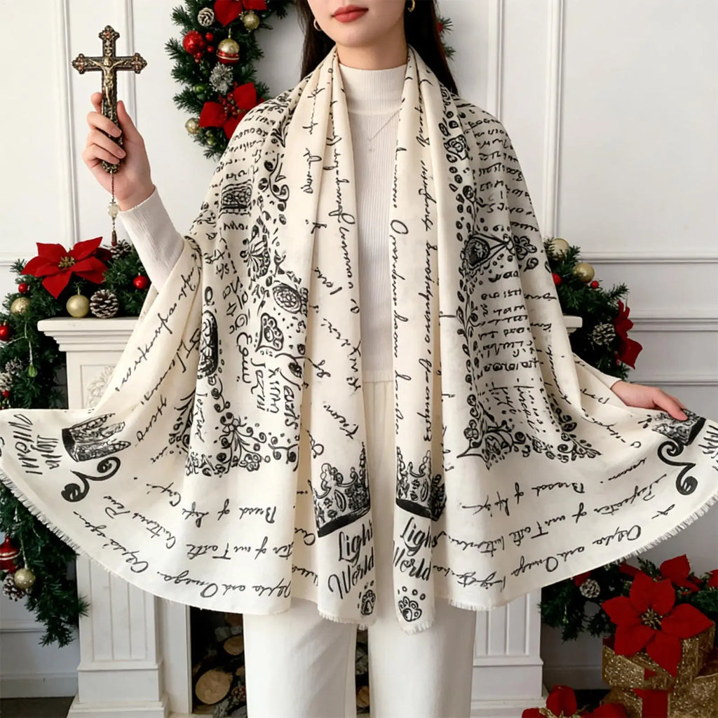 Christian Prayer Shawl Scarf | Cross & Names of Jesus | Women