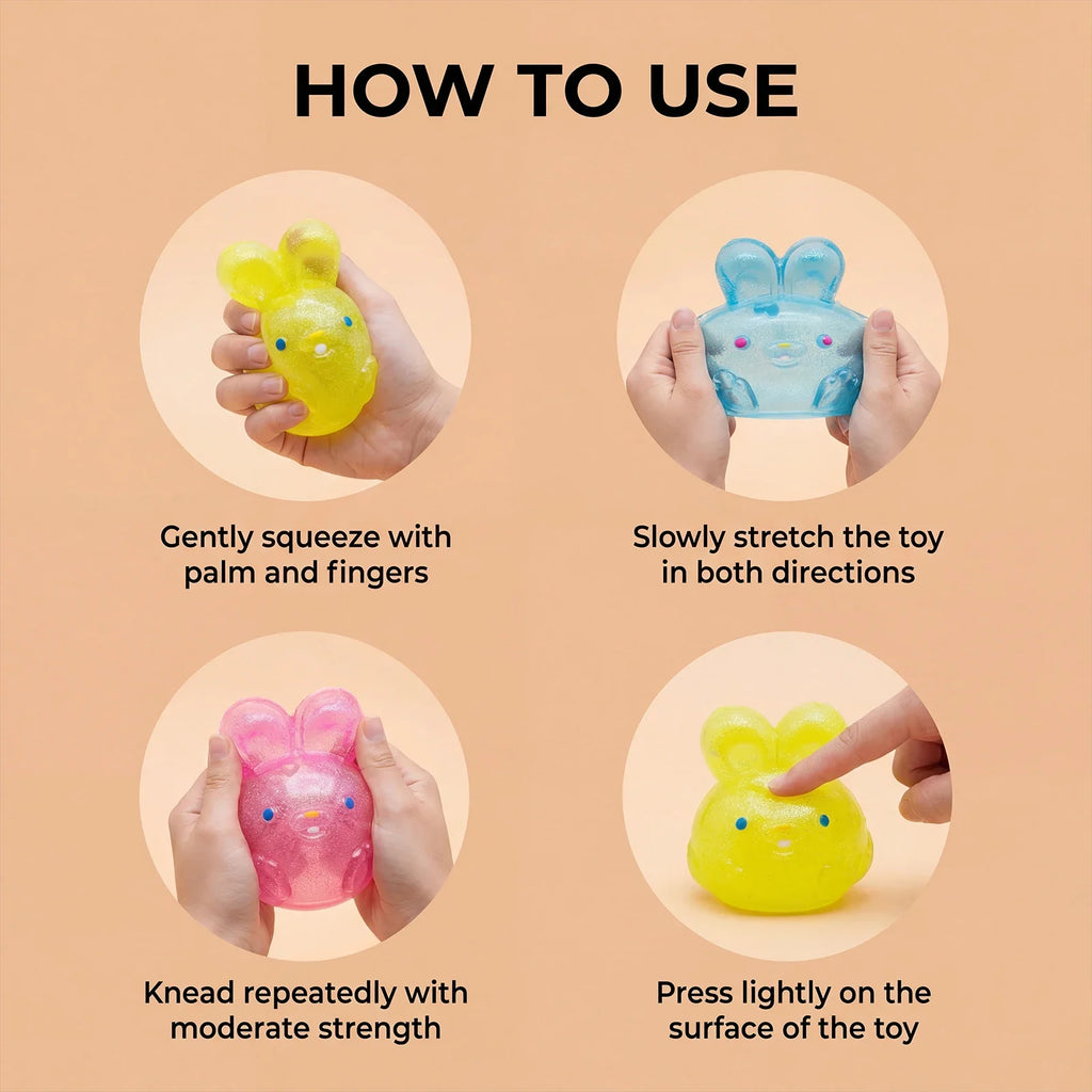 Rabbit Jelly Squishy Toy TPR Fidget Squeeze Toy for Kids & Adults