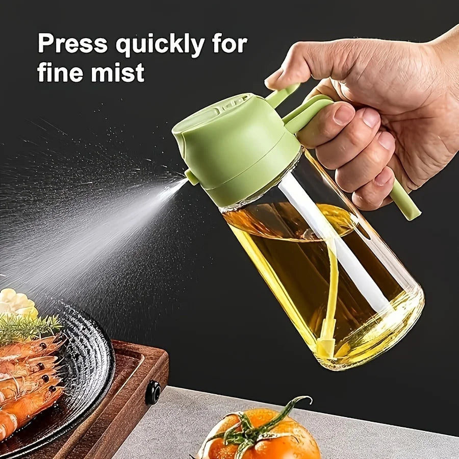 2in1 Olive Oil Dispenser Bottle Pourer Plastic Sprayer Cooking Spray