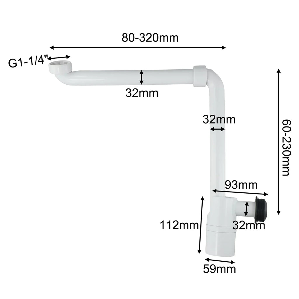 1-1/4" Adjustable Washbasin Siphon Trap | Leak-Proof Silicone